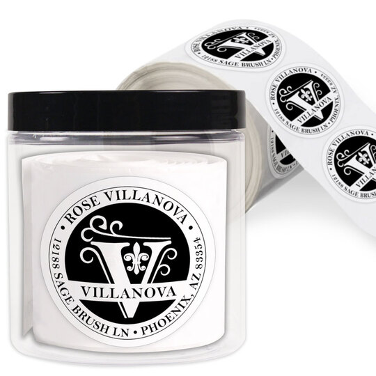 Fleur de Lis Initial Round Address Labels